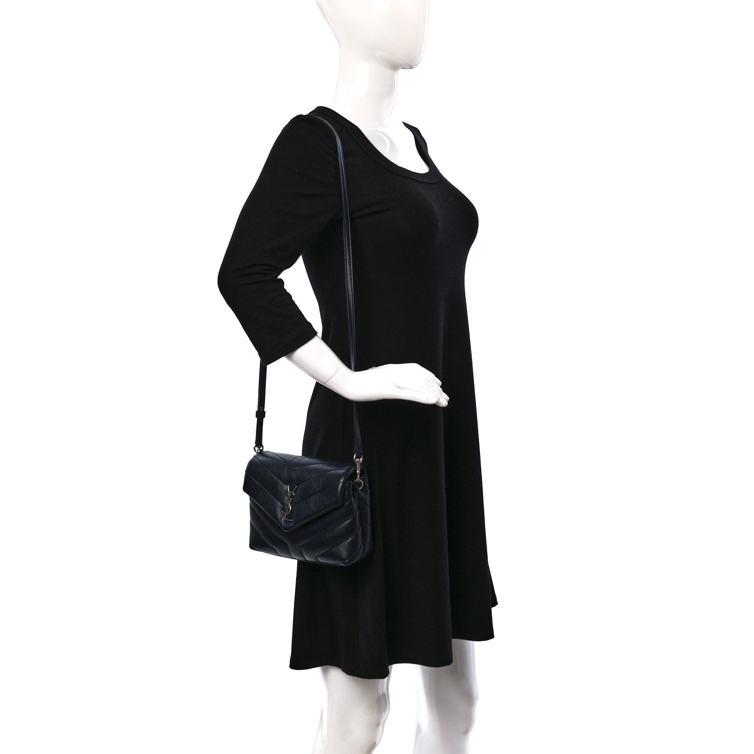 Saint Laurent Calfskin Y Quilted Monogram Toy Loulou Crossbody Bag Medium Blue 2 of 10