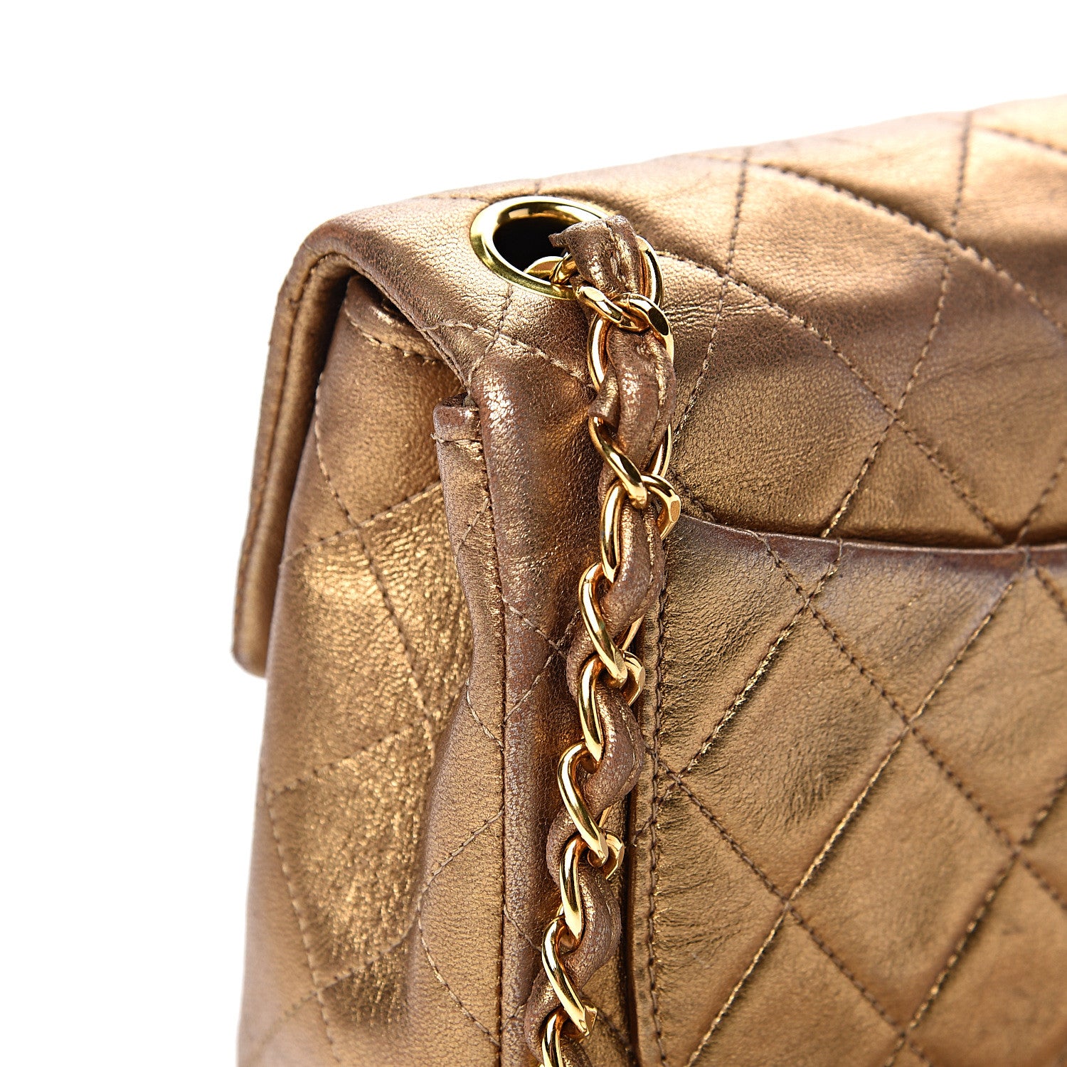 Chanel Metallic Lambskin Quilted Mini Square Flap Gold 9 of 19