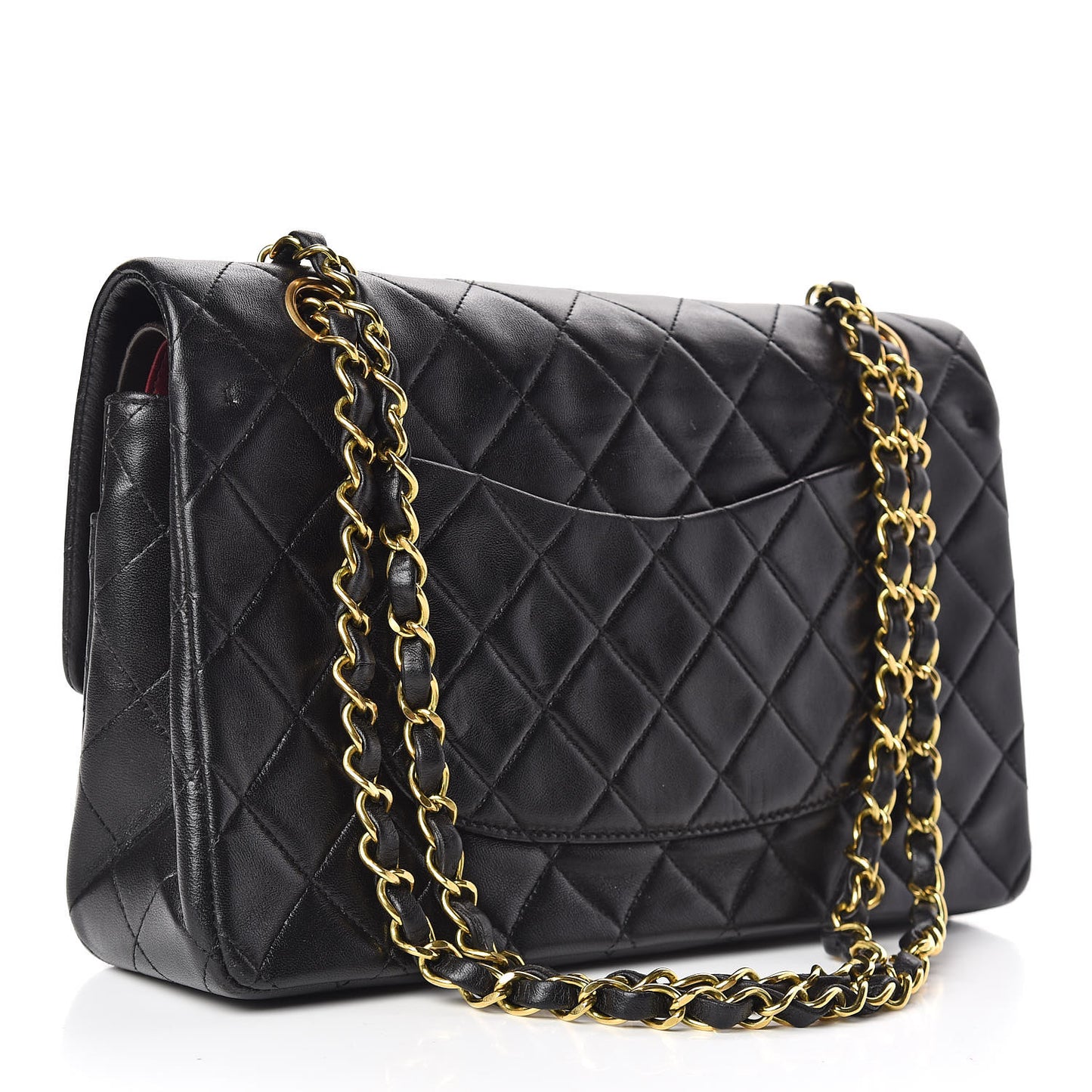 Lambskin Quilted Medium Double Flap Black