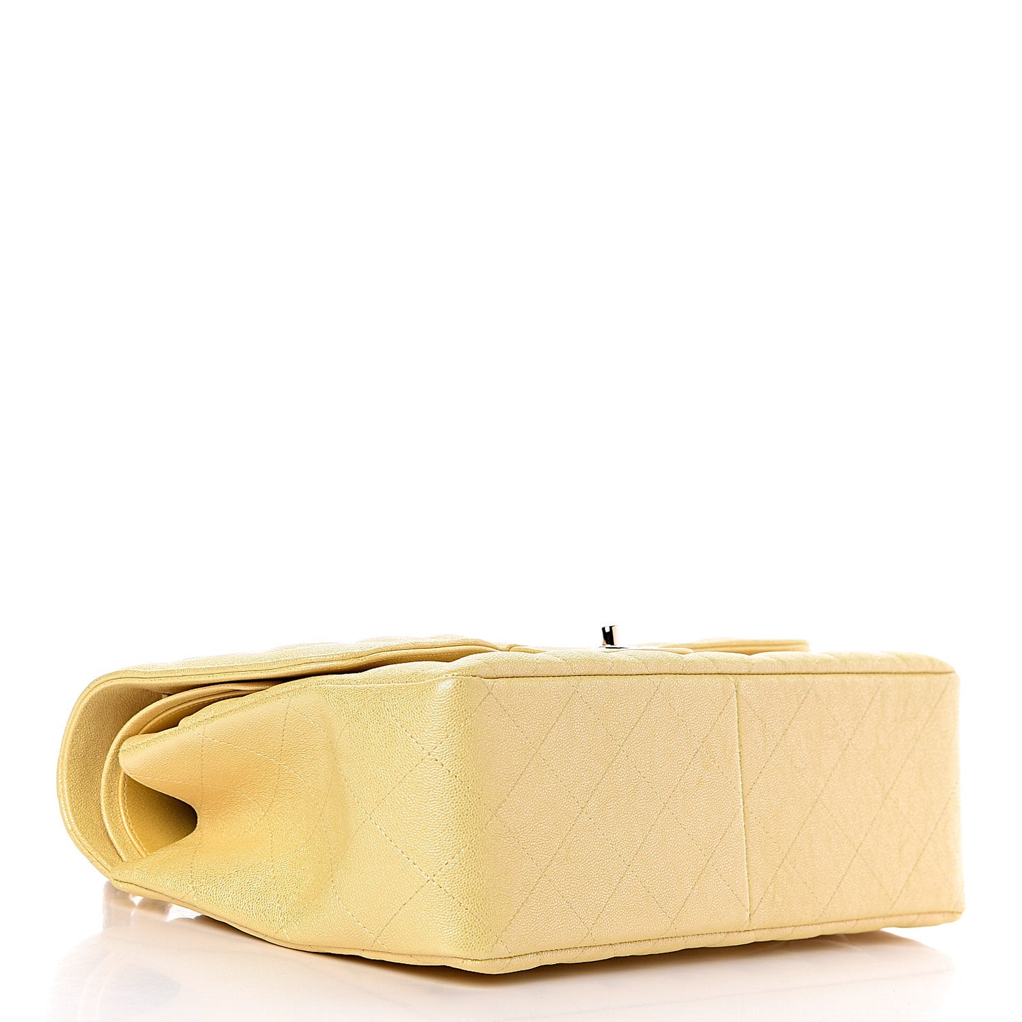 Iridescent Caviar Quilted Jumbo Double Flap Jaune Yellow