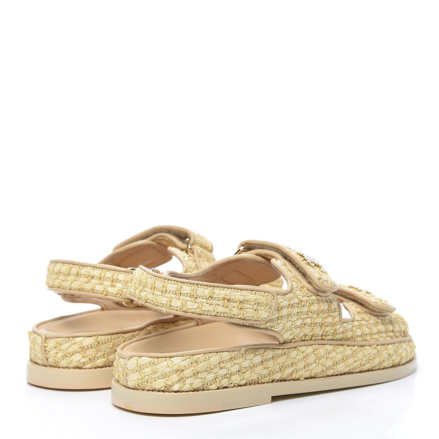 Braided Fabric Velcro Dad Sandals 38.5 Beige