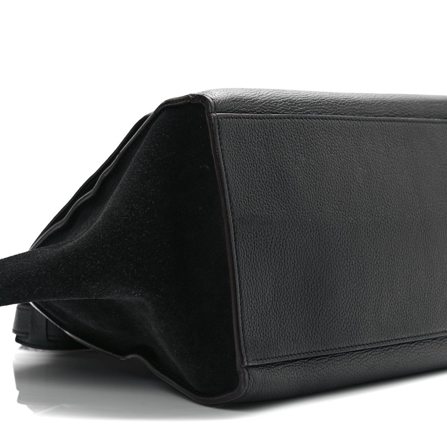 Drummed Calfskin Suede Medium Trapeze Black