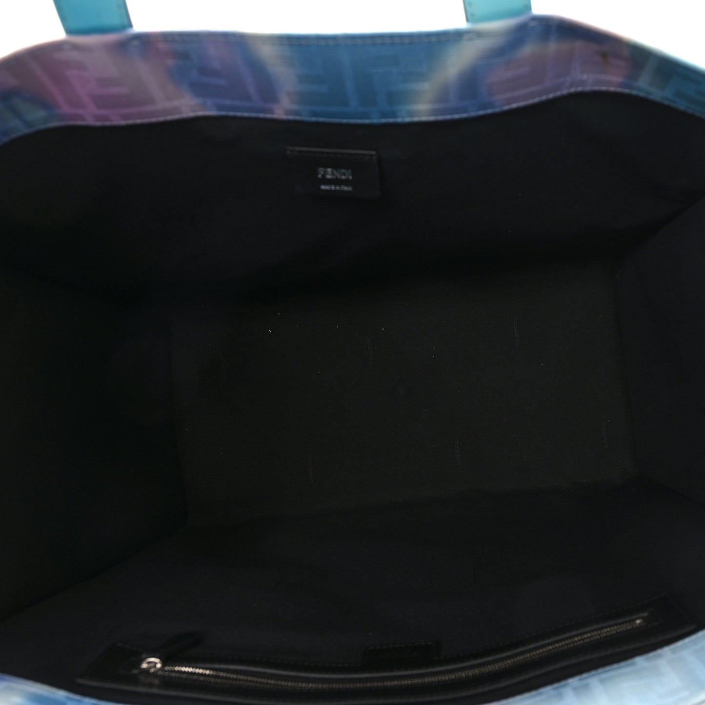 Fabric Jacquard FF Tie Dye Sunset Large Shopping Tote  Light Blue Black