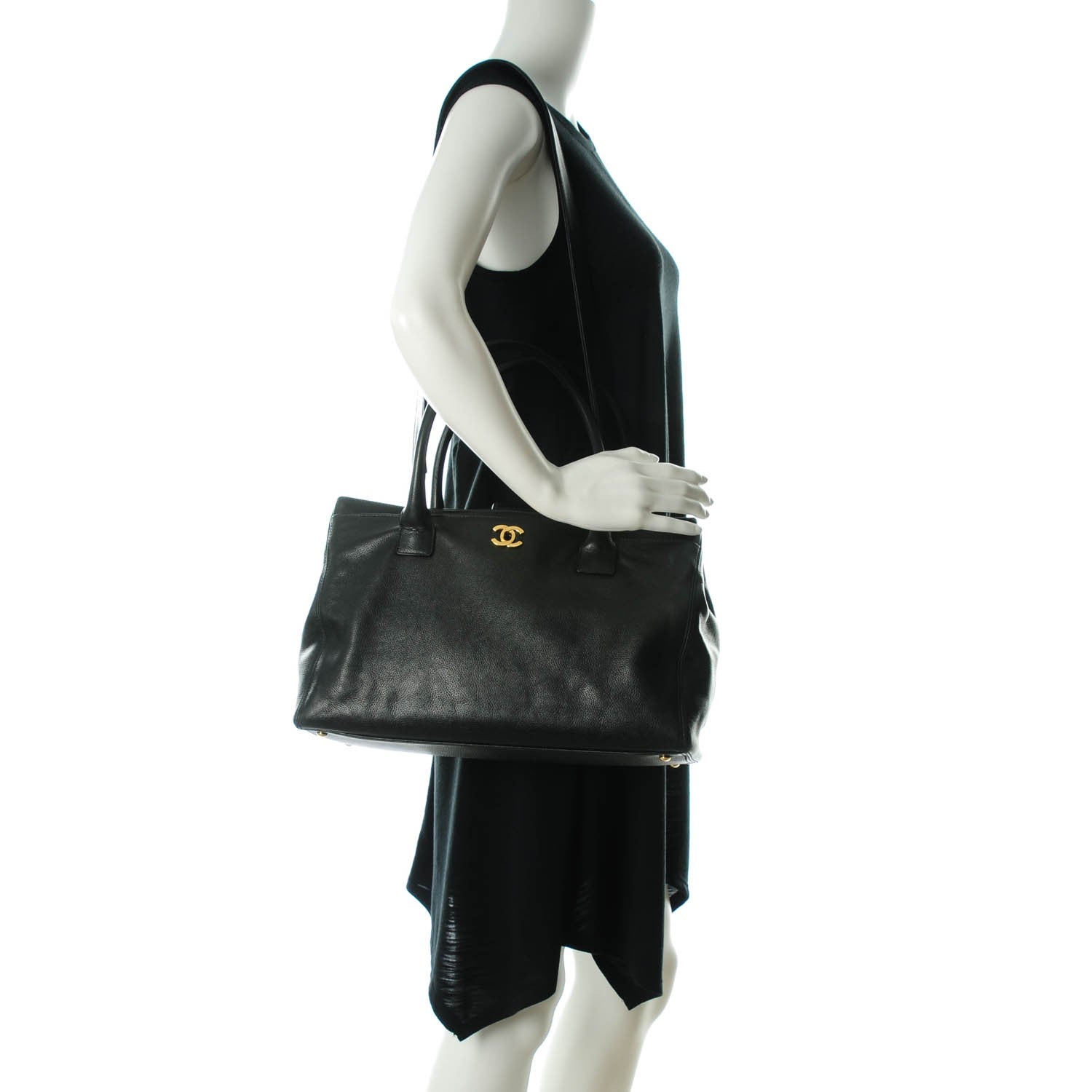 Chanel Calfskin Cerf Executive Shopper Tote Black 2 of 7