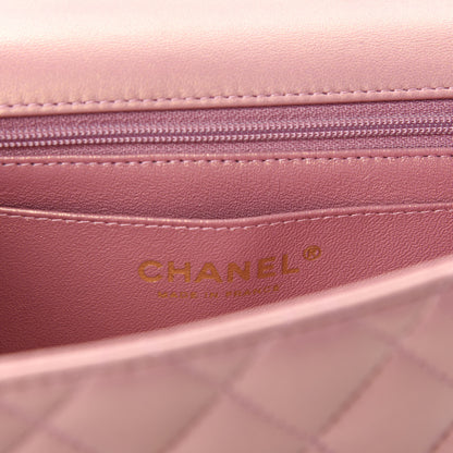 Chanel Iridescent Lambskin Quilted Mini Top Handle Rectangular Flap Pink 8 of 10
