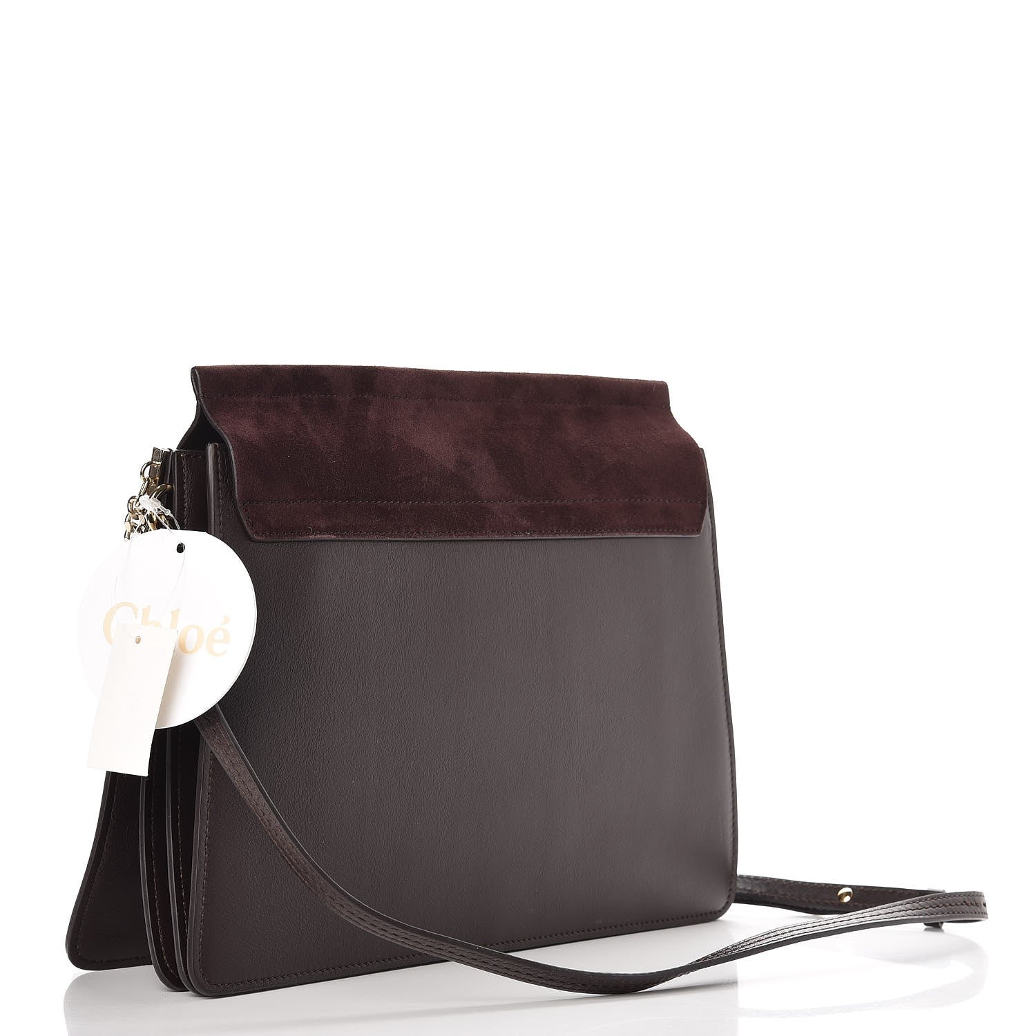 Chloe Calfskin Suede Medium Faye Shoulder Bag Carbon Brown 3 of 8