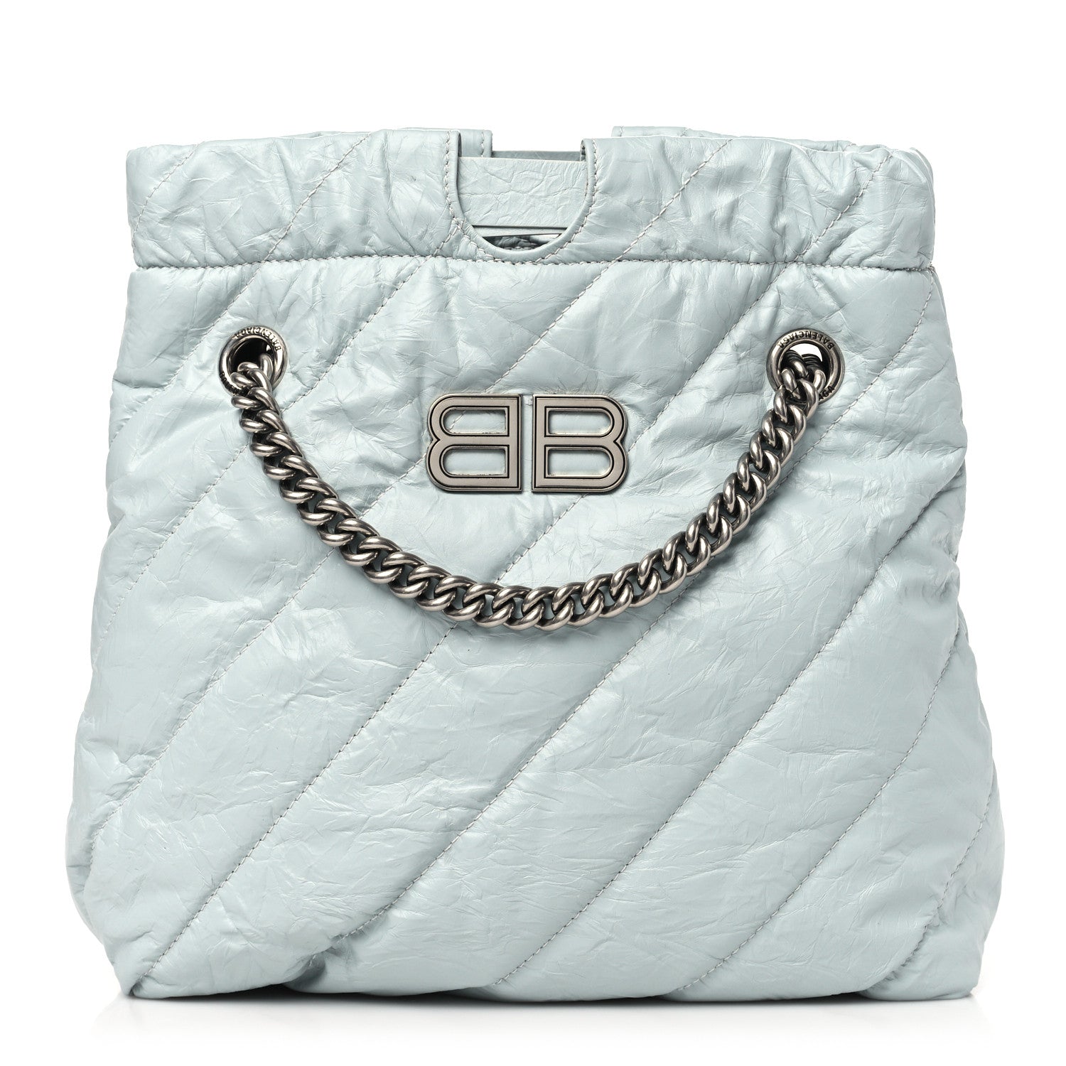Balenciaga Crushed Calfskin Quilted Crush Small Tote Bag Light Blue 1 of 11