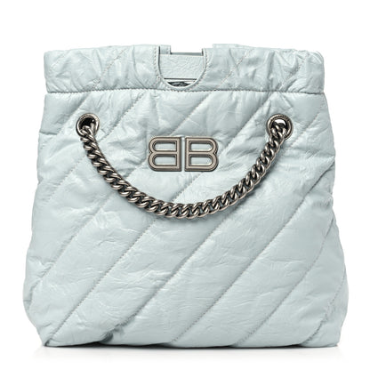 Balenciaga Crushed Calfskin Quilted Crush Small Tote Bag Light Blue 1 of 11