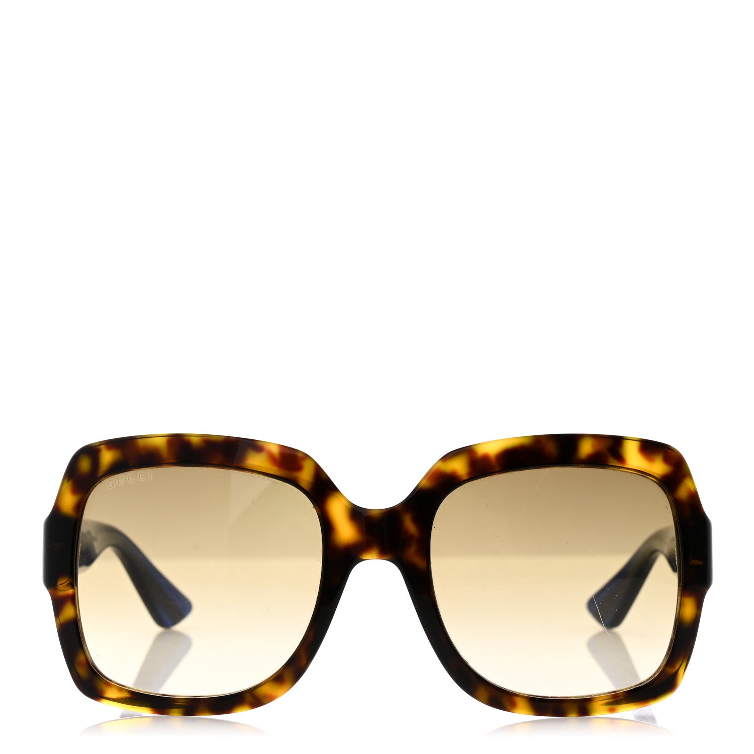 Gucci Acetate Square Frame Web Glitter Sunglasses GG0036S Brown Blue 2 of 11