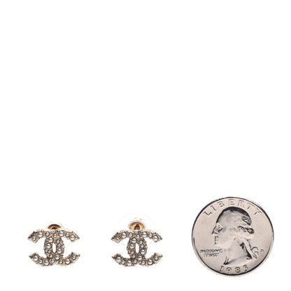 Chanel Crystal Pearl CC Earrings Gold 2 of 5