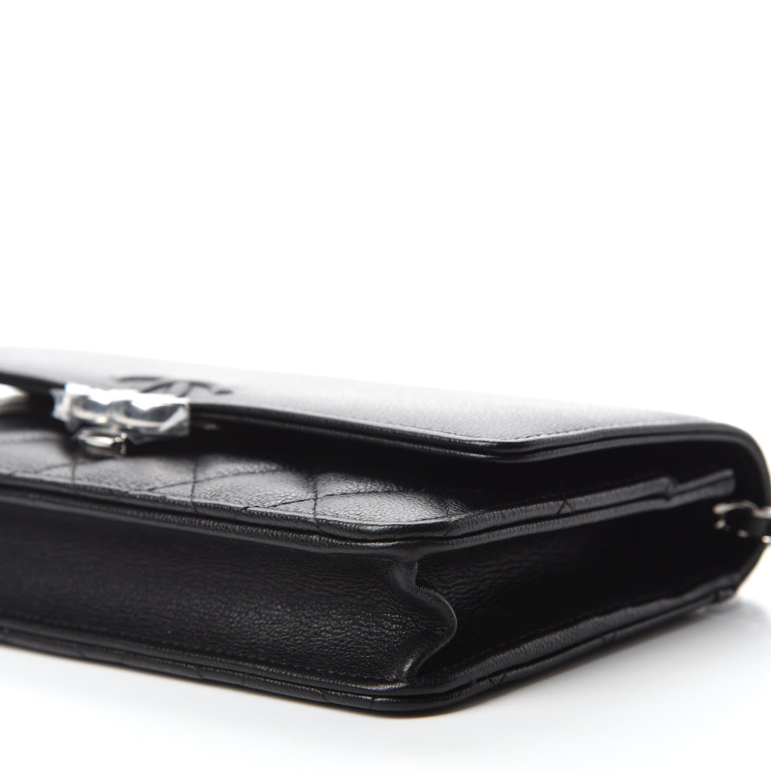 Chanel Grained Calfskin Quilted CC Box Wallet On Chain WOC Black 7 of 12