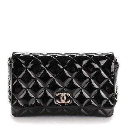 Chanel Patent Quilted Brilliant Wallet On Chain WOC Black 1 of 8