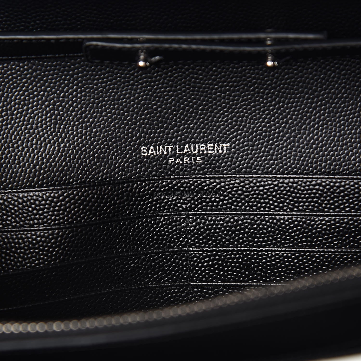 Saint Laurent Grain De Poudre Matelasse Bi-Color Chevron Monogram Chain Wallet White Black 6 of 10