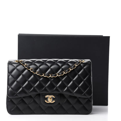 Chanel Lambskin Quilted Jumbo Double Flap Black 14 of 14