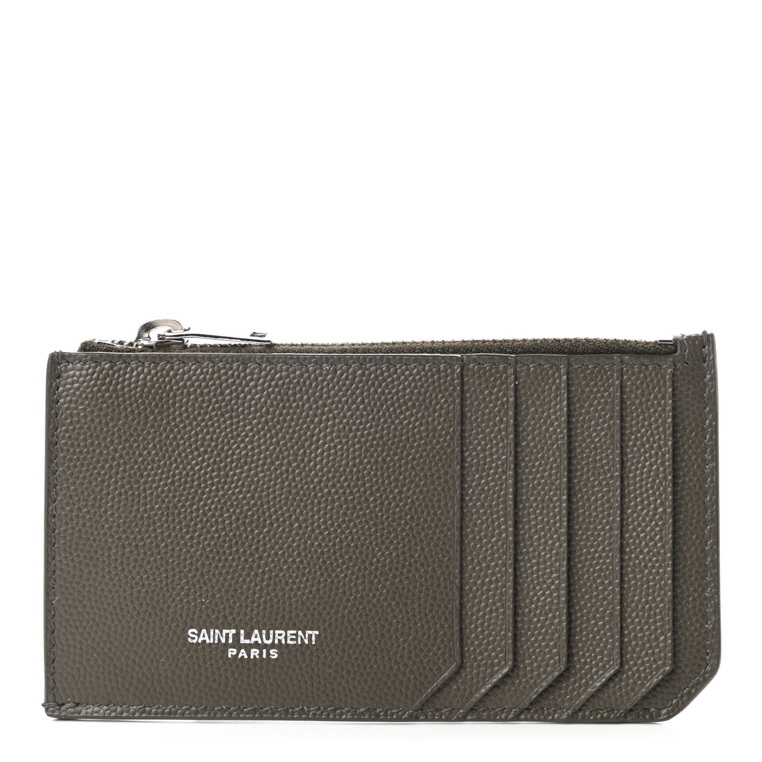 Saint Laurent Graine De Poudre 5 Fragments Zip Pouch Card Holder Olive 1 of 11
