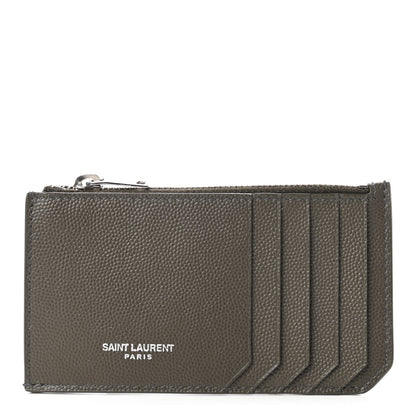 Saint Laurent Graine De Poudre 5 Fragments Zip Pouch Card Holder Olive 1 of 11