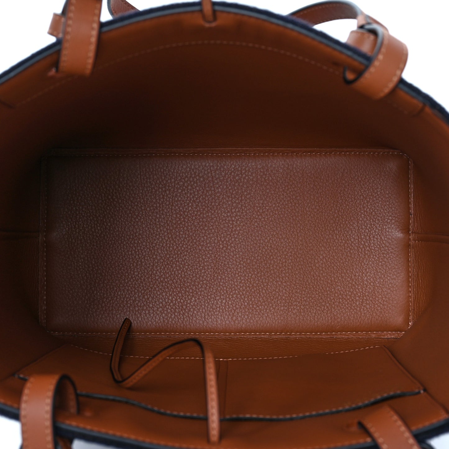 Wool Calfskin Small Love Anagram Tote Navy Tan