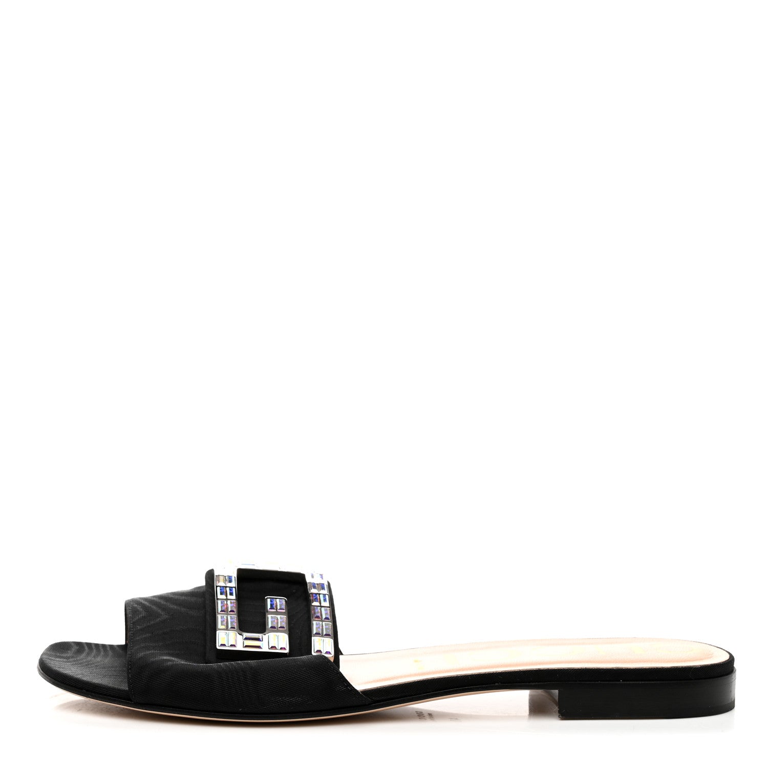 Gucci Malaga Kid Suede Crystal Square G Madelyn Slide Sandals 40 Black 1 of 9