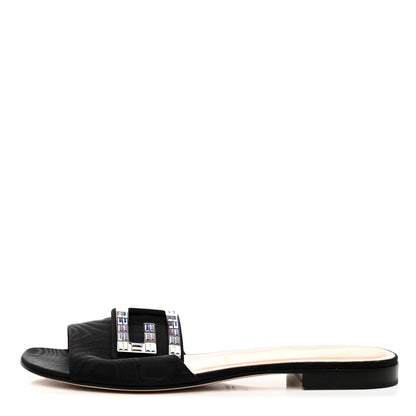 Gucci Malaga Kid Suede Crystal Square G Madelyn Slide Sandals 40 Black 1 of 9