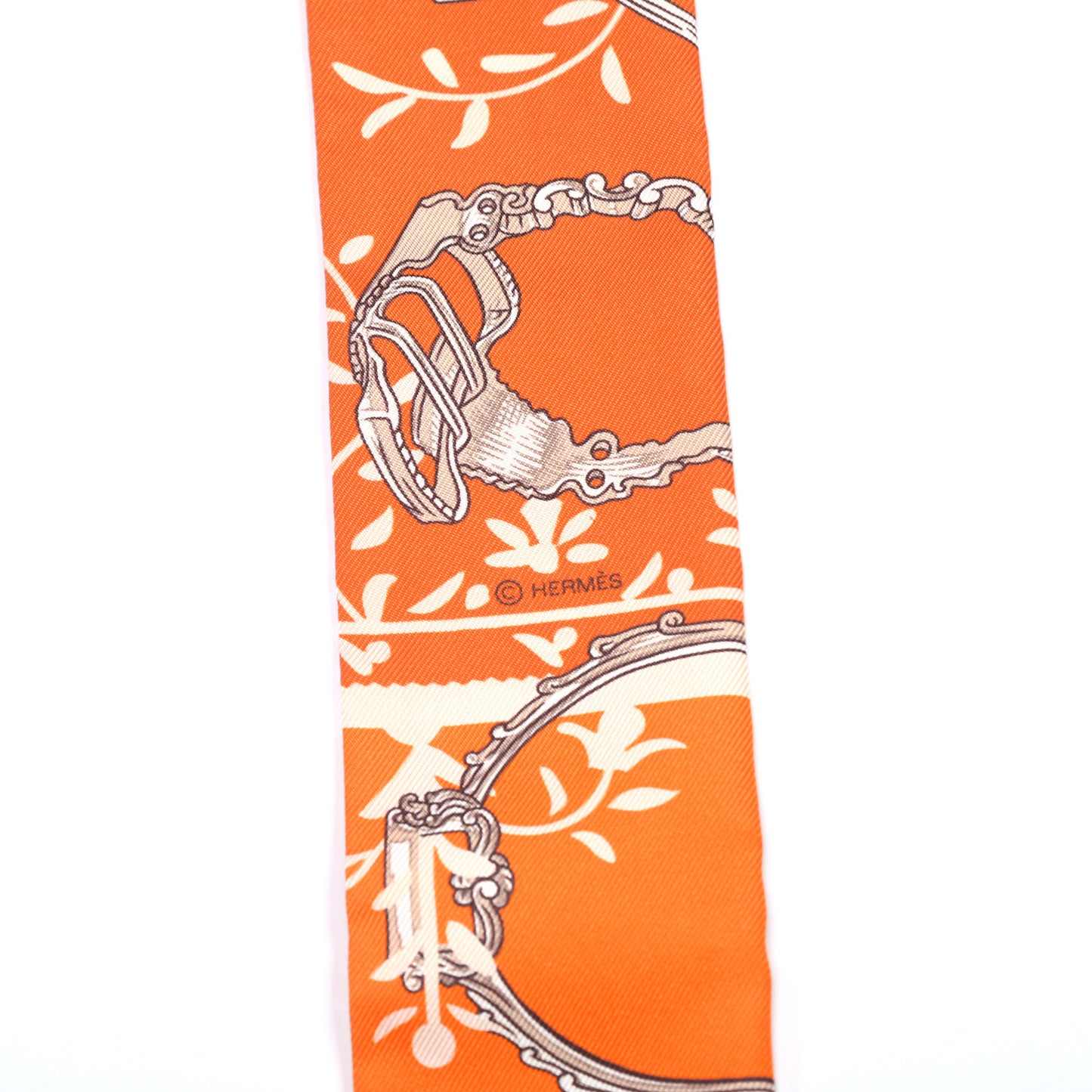 Silk Etriers Remix Twilly Orange Creme Beige