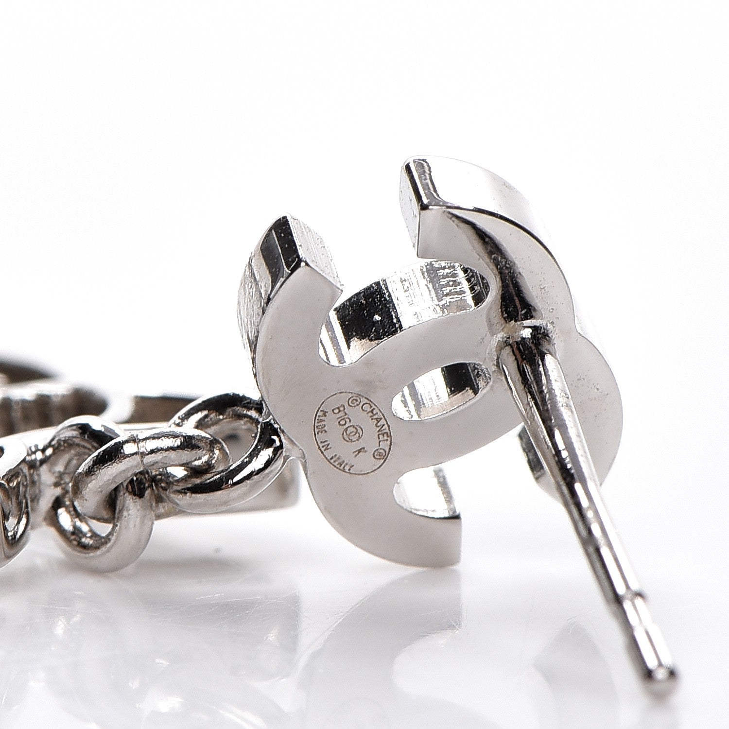 Chanel Emoji Choupette Cat Crystal CC Earrings Silver 5 of 5