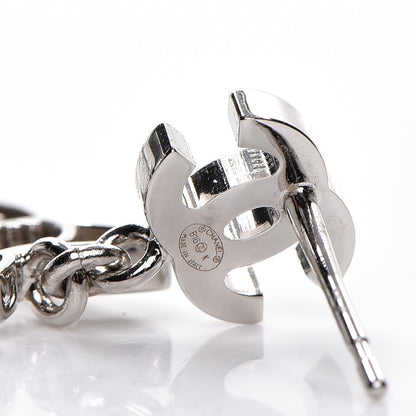 Chanel Emoji Choupette Cat Crystal CC Earrings Silver 5 of 5