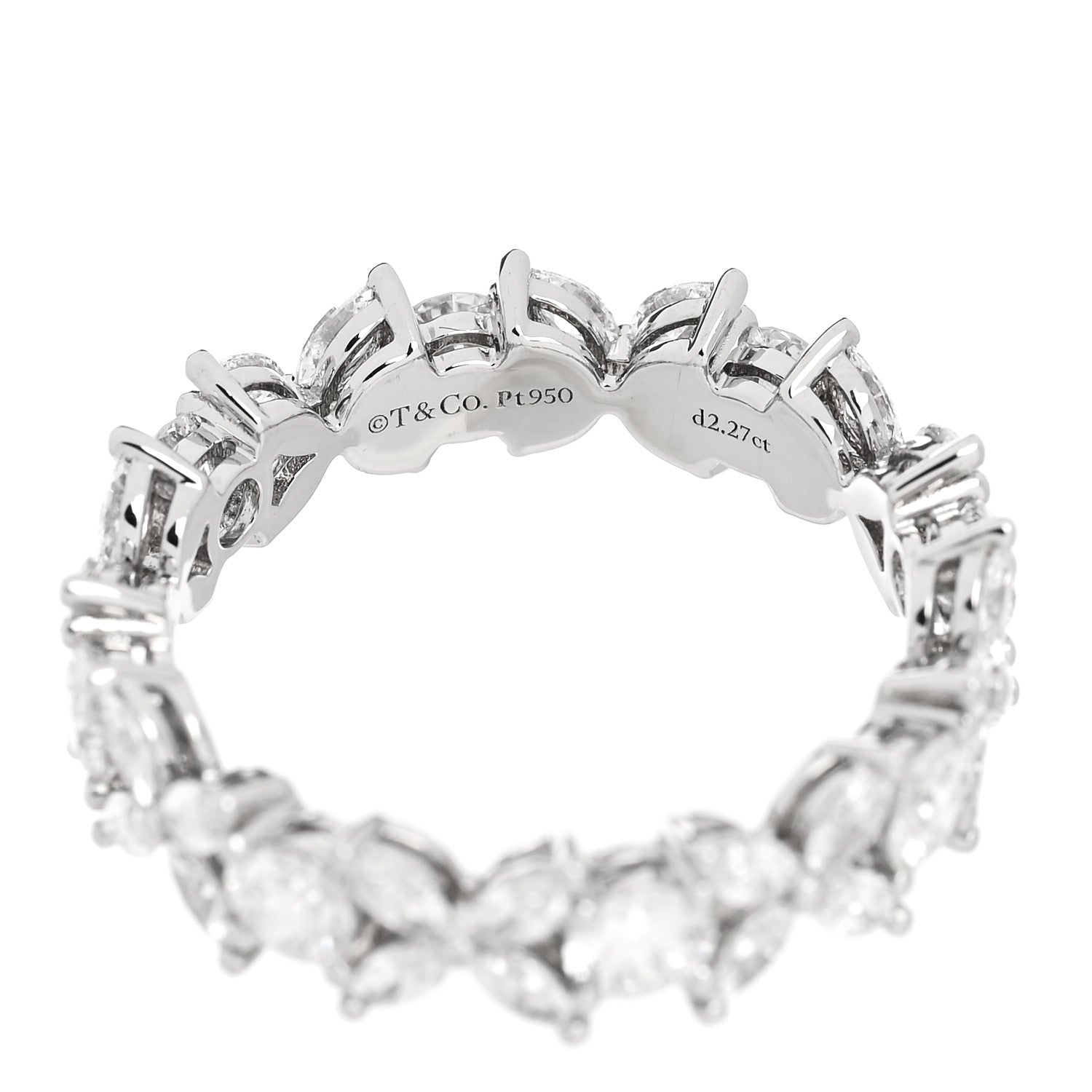 Tiffany Platinum Diamond Victoria Wide Band Ring 56/7.5 4 of 5