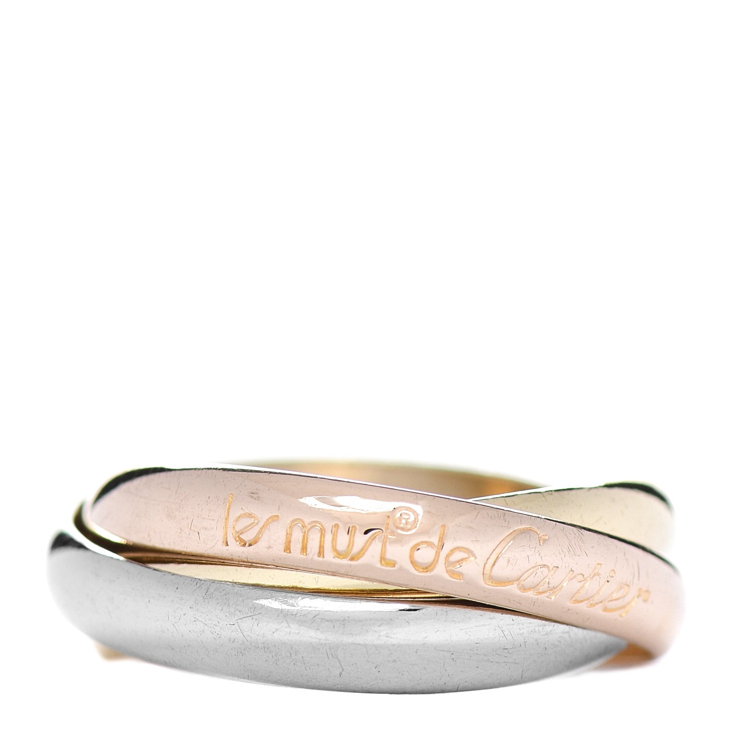 Cartier 18K Pink Yellow White Gold Classic Les Must De Cartier Trinity Ring 56 7.5 1 of 4