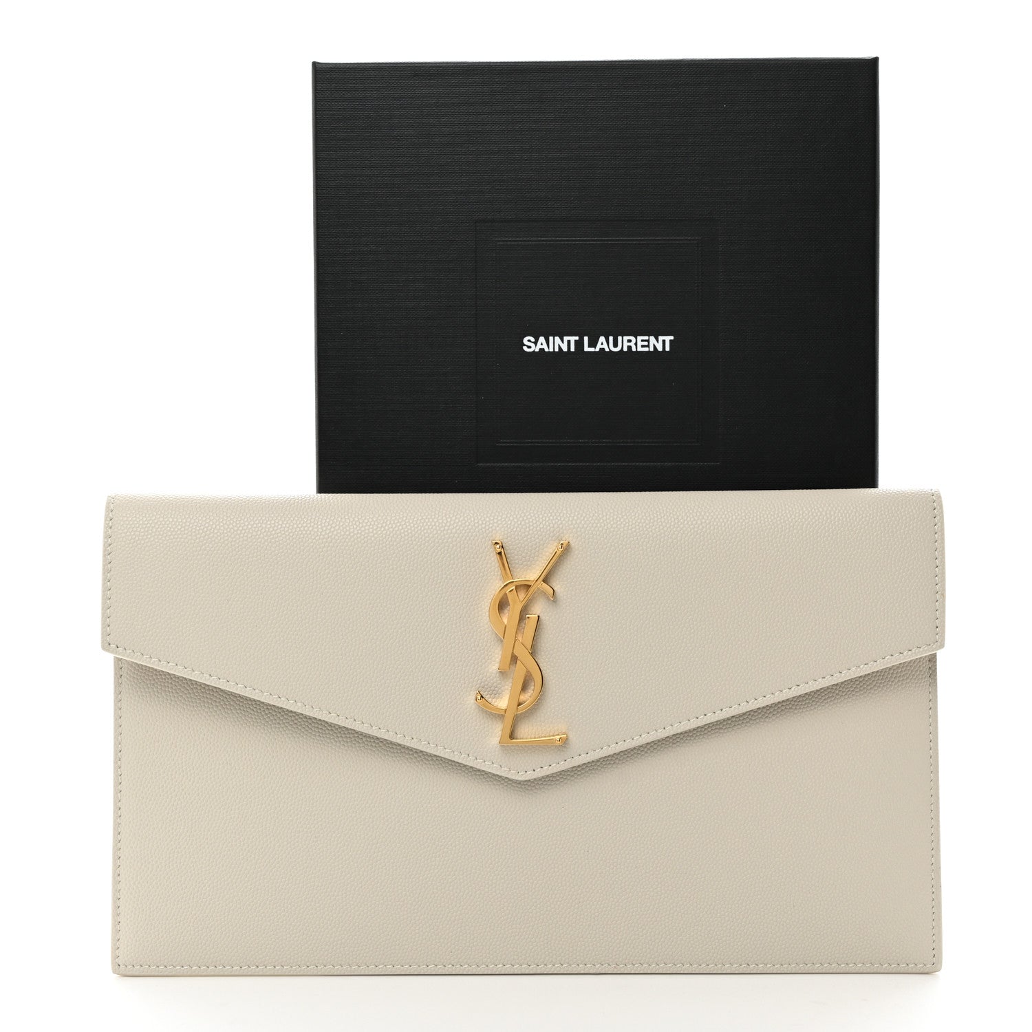 Saint Laurent Grain De Poudre Uptown Pouch Blanc Vintage 8 of 8