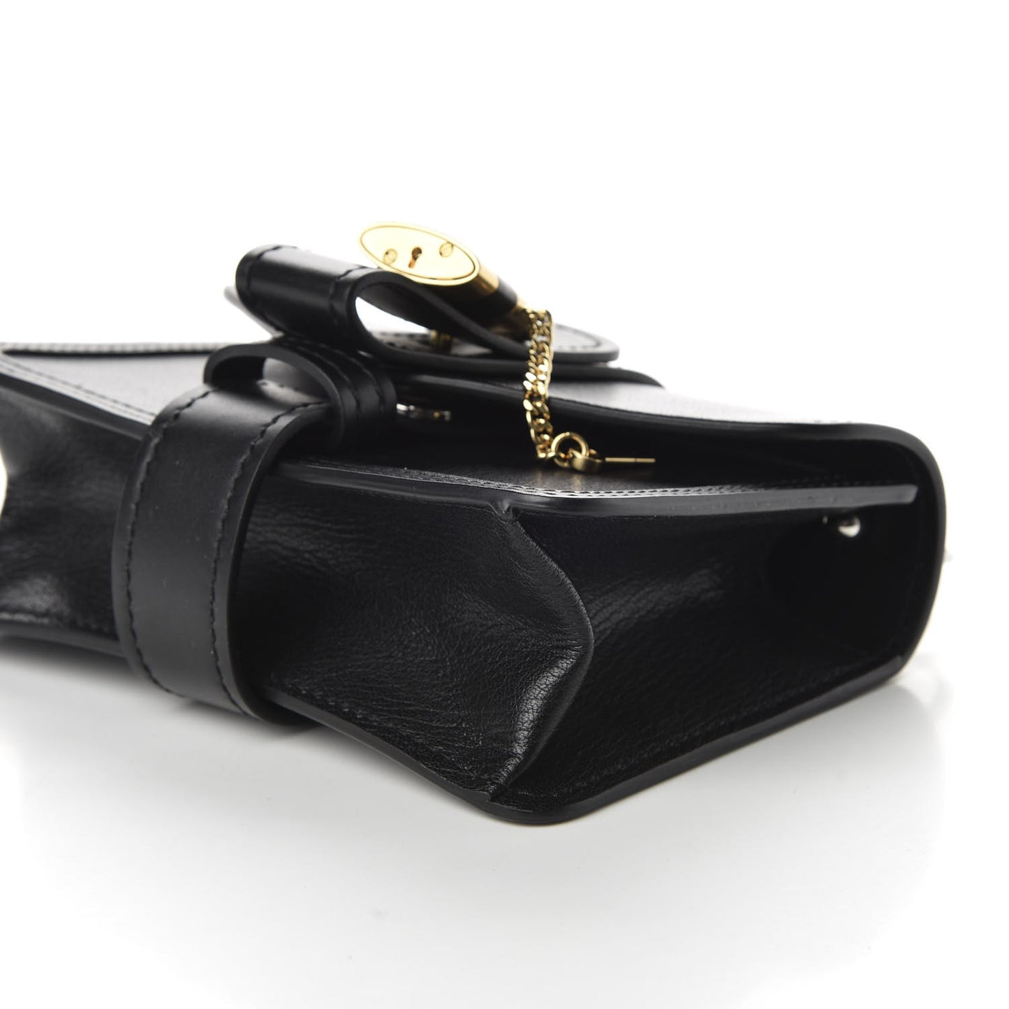 Shiny Goatskin Calfskin Mini Aby Chain Shoulder Bag Black