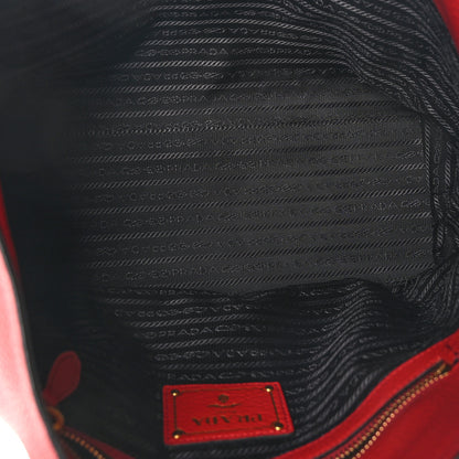 Prada Vitello Daino Embossed Logo Shopping Tote Red 11 of 14