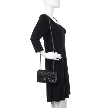 Chanel Striated Patent Calfskin Quilted Mini Rectangular Flap Dark Gray 2 of 10