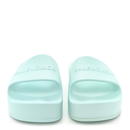 Balenciaga Rubber Womens Chunky Slide Sandals 38 Green Aqua 2 of 9