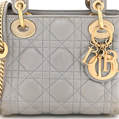 Christian Dior Metallic Lambskin Cannage Mini Lady Dior Grey 8 of 13