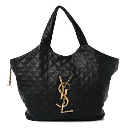 Saint Laurent Lambskin Quilted Maxi Icare Shopping Tote Black 1 of 17