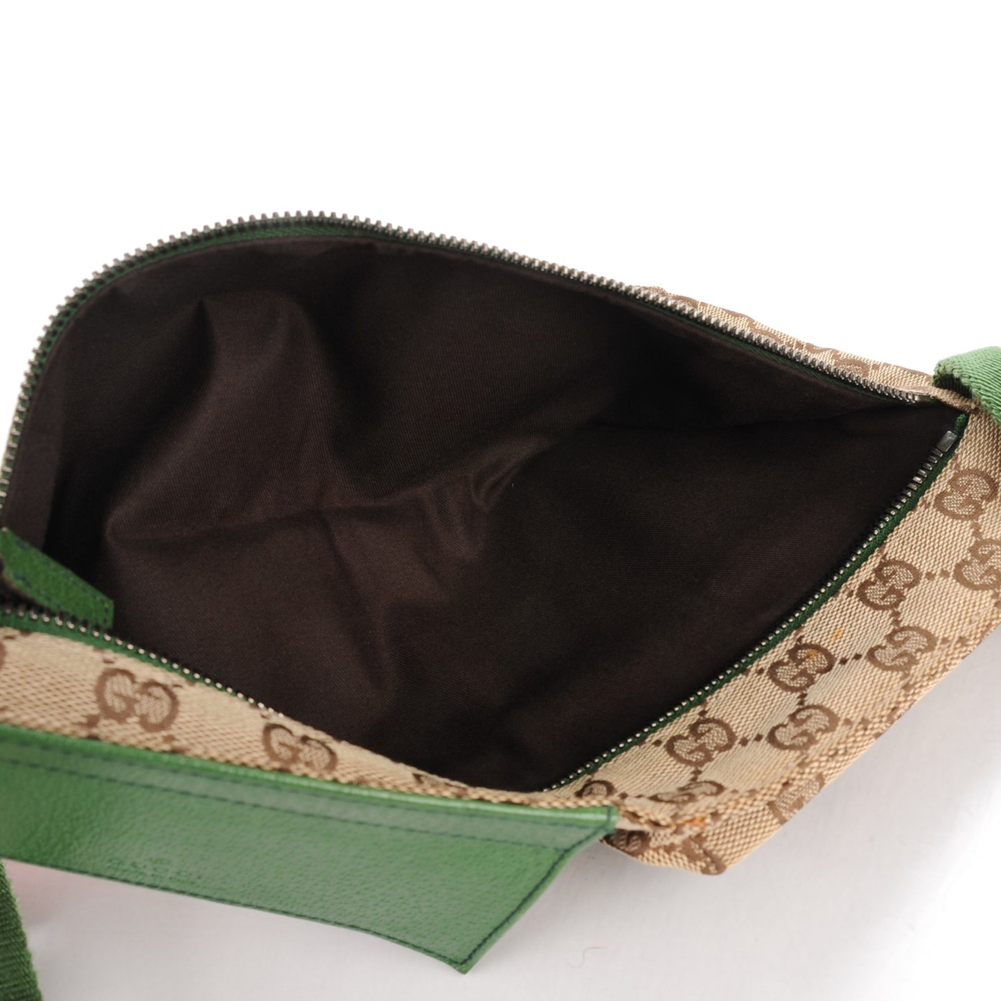 GG Monogram Web Double Pocket Belt Bag Green