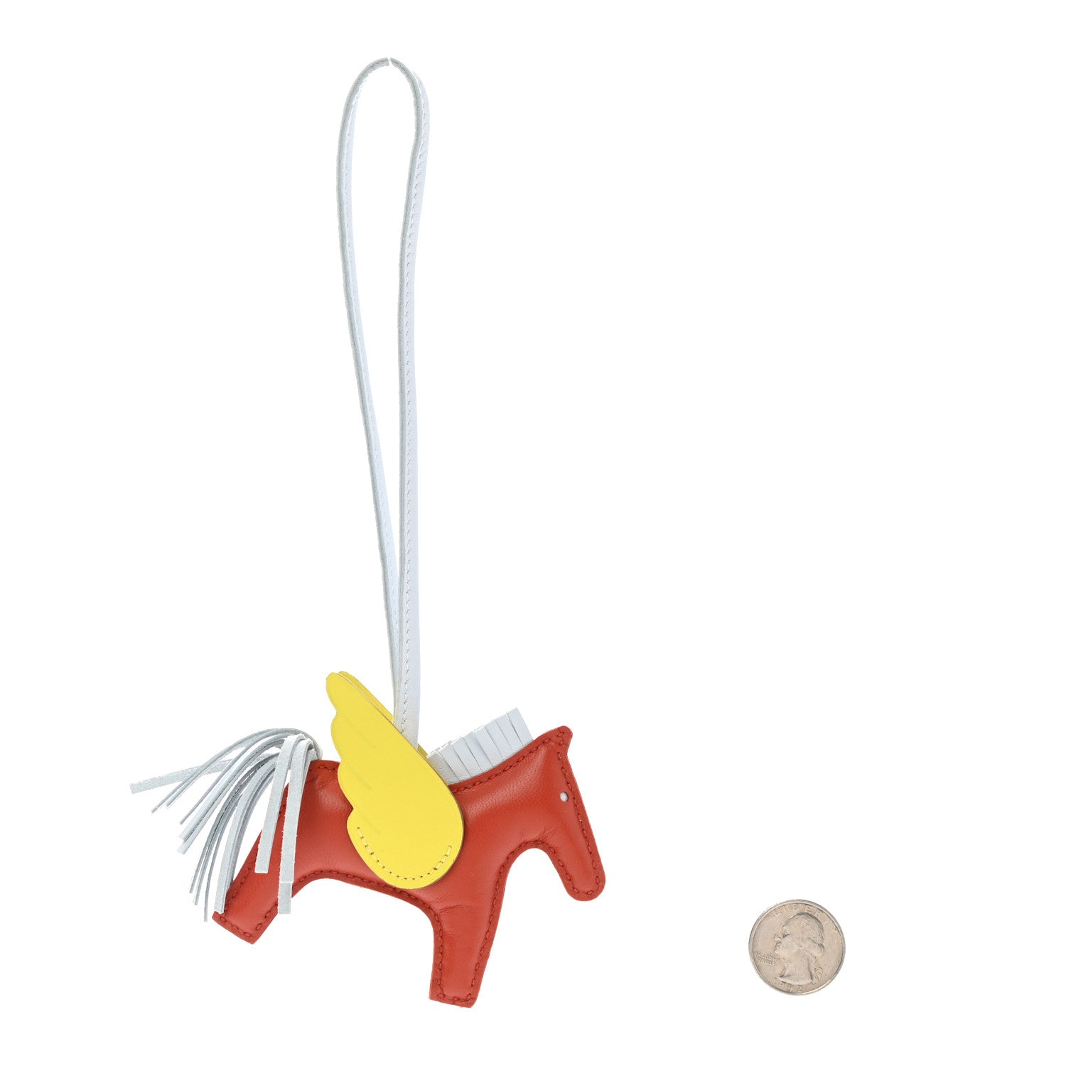 Hermes Milo Lambskin Grigri Rodeo Pegase Horse Bag Charm PM Cornaline Bleu Brume Lime 2 of 4