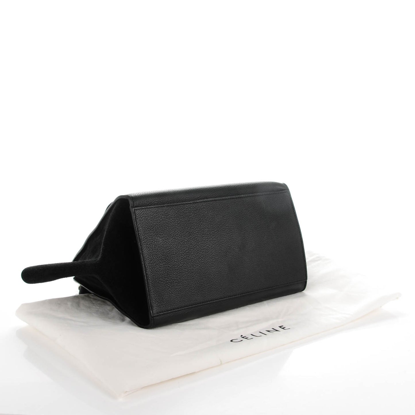 Drummed Calfskin Suede Medium Trapeze Black