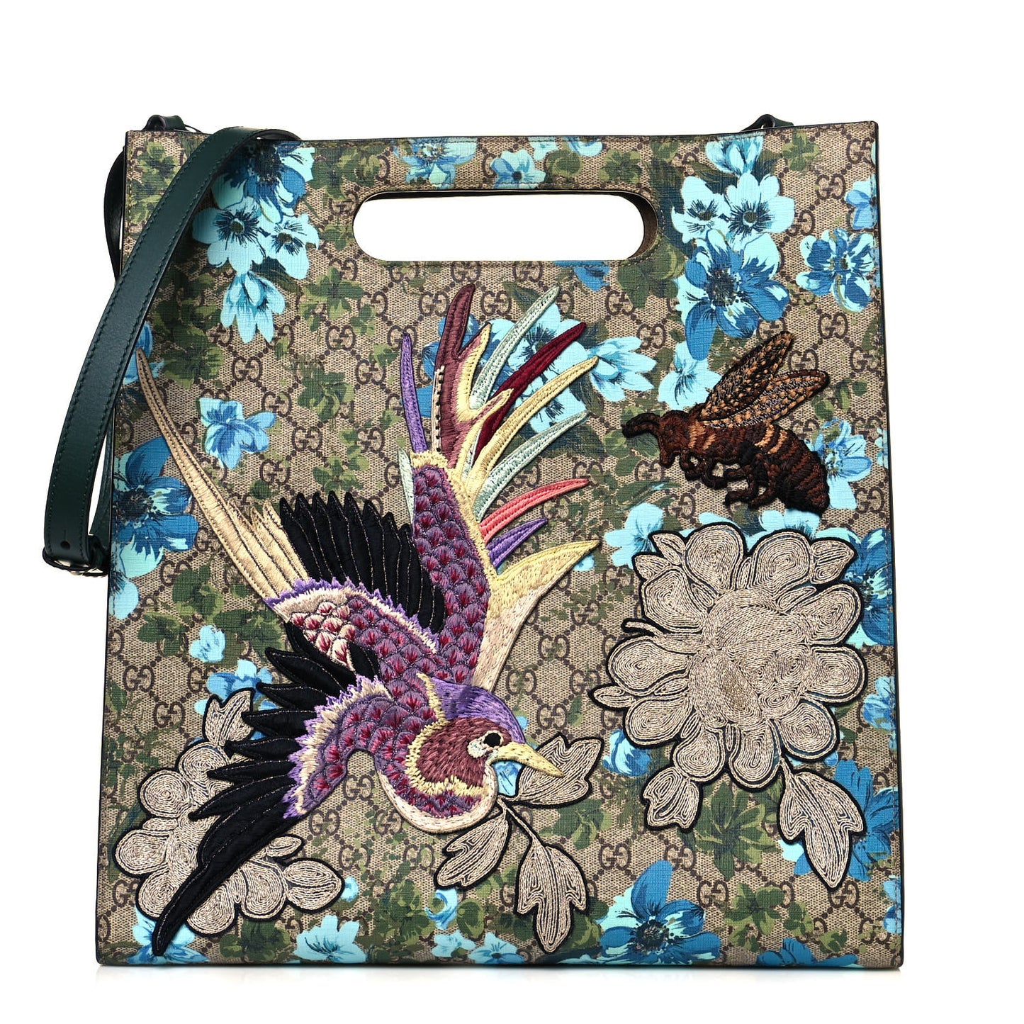 GG Supreme Monogram Blooms Embroidered Medium XL Tote