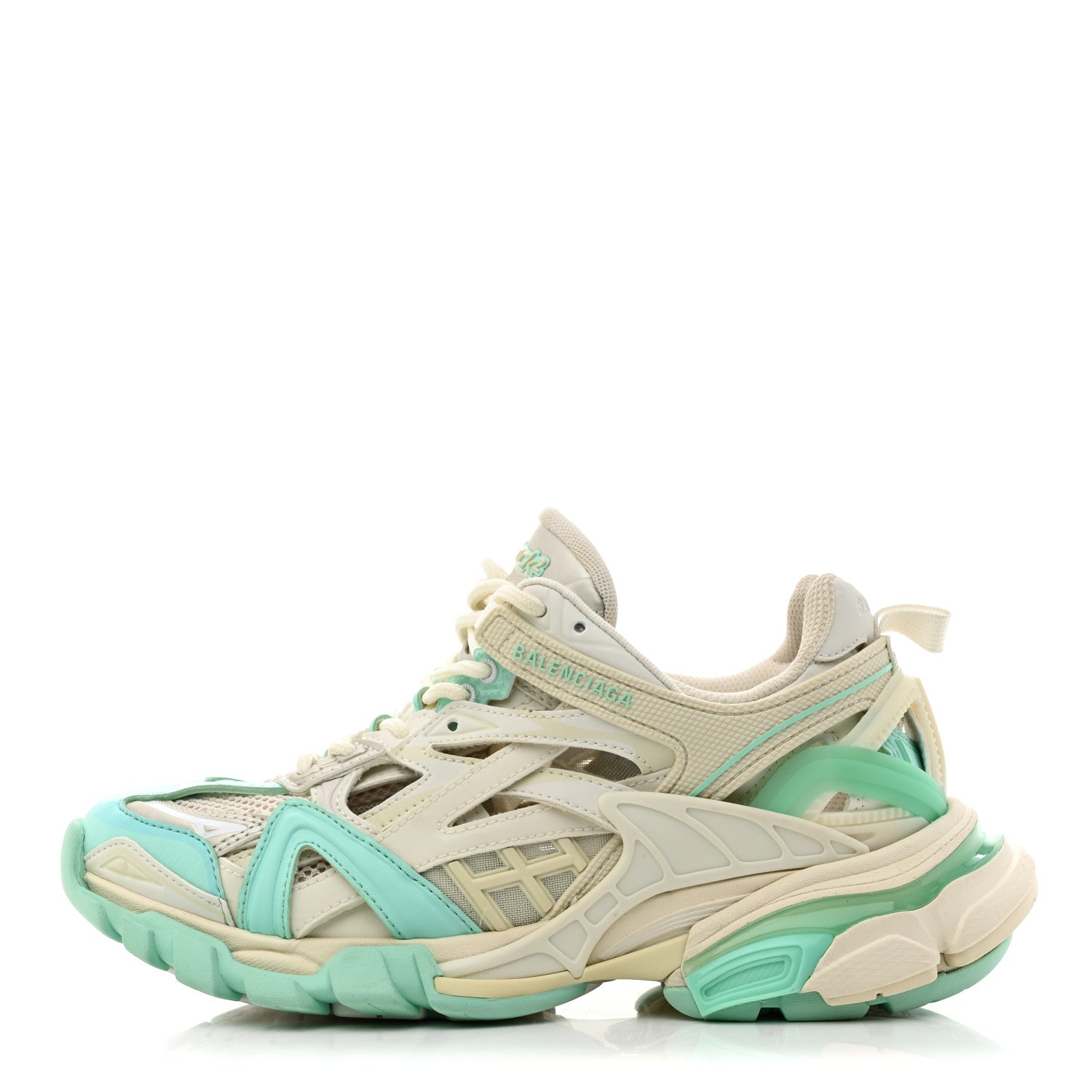 Balenciaga Rubber Mesh Tri-Color Womens Track.2 Open Sneakers 36 Mint Light Beige Grey 1 of 8