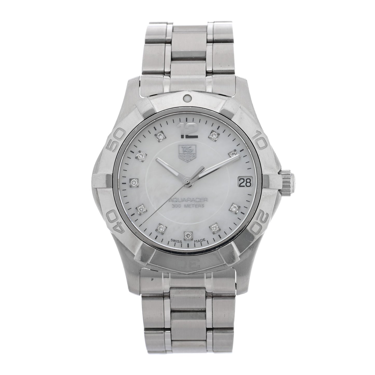 Stainless Steel Diamond Mother of Pearl 32mm Aquaracer Lady Quartz Watch WAF1312