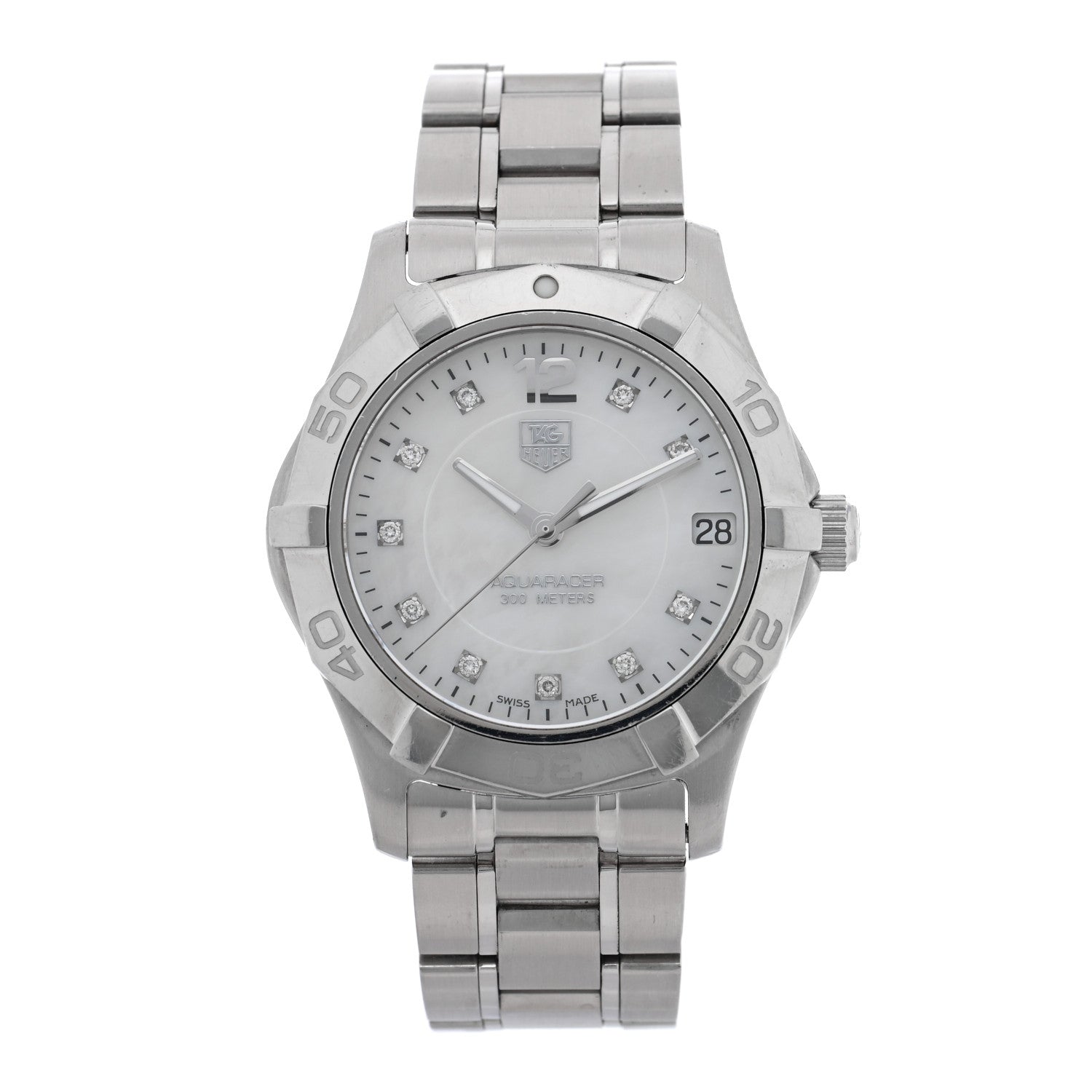 Tag Heuer Stainless Steel Diamond Mother of Pearl 32mm Aquaracer Lady Quartz Watch WAF1312 1 of 4