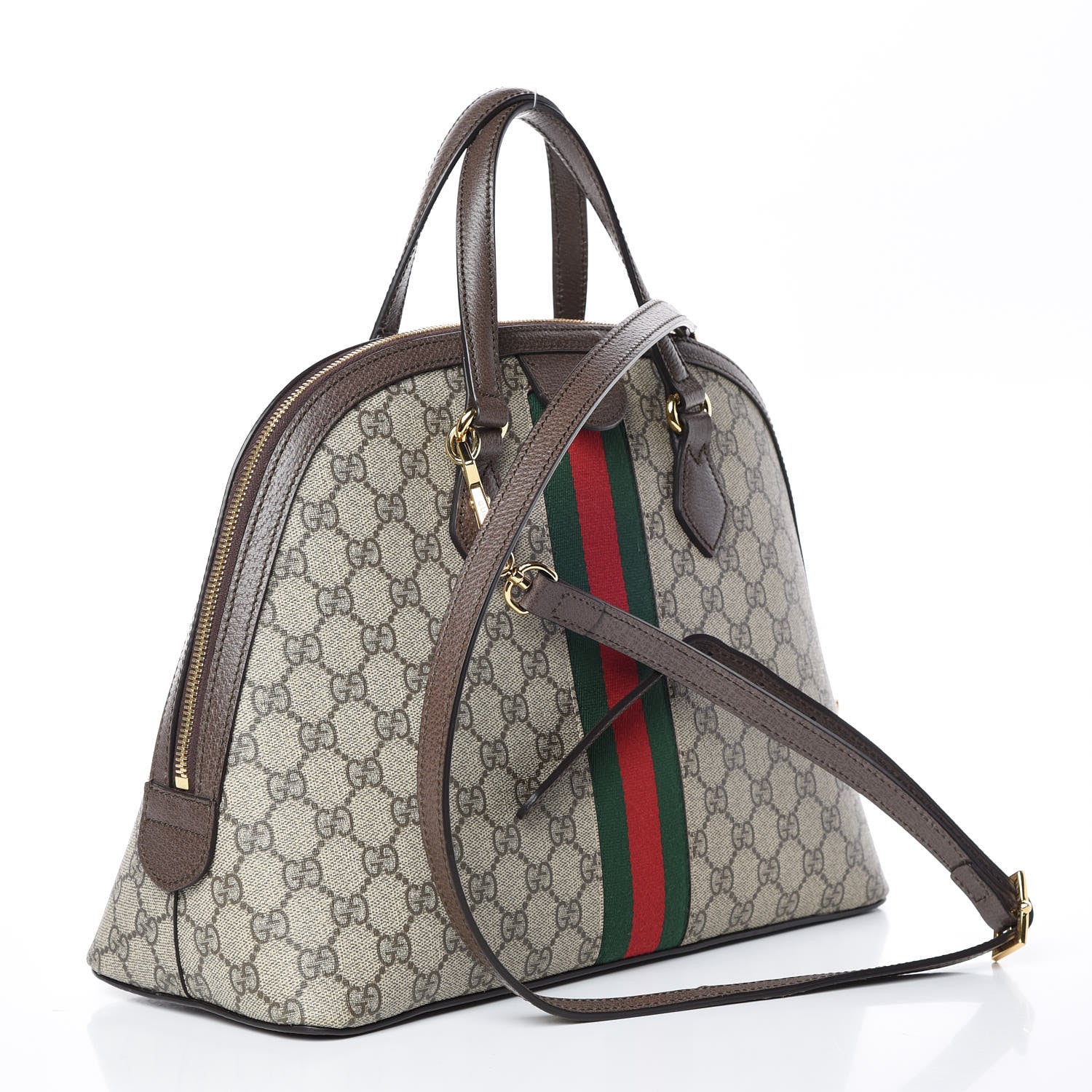 Gucci GG Supreme Monogram Web Medium Ophidia Top Handle Dome Bag Brown 4 of 10