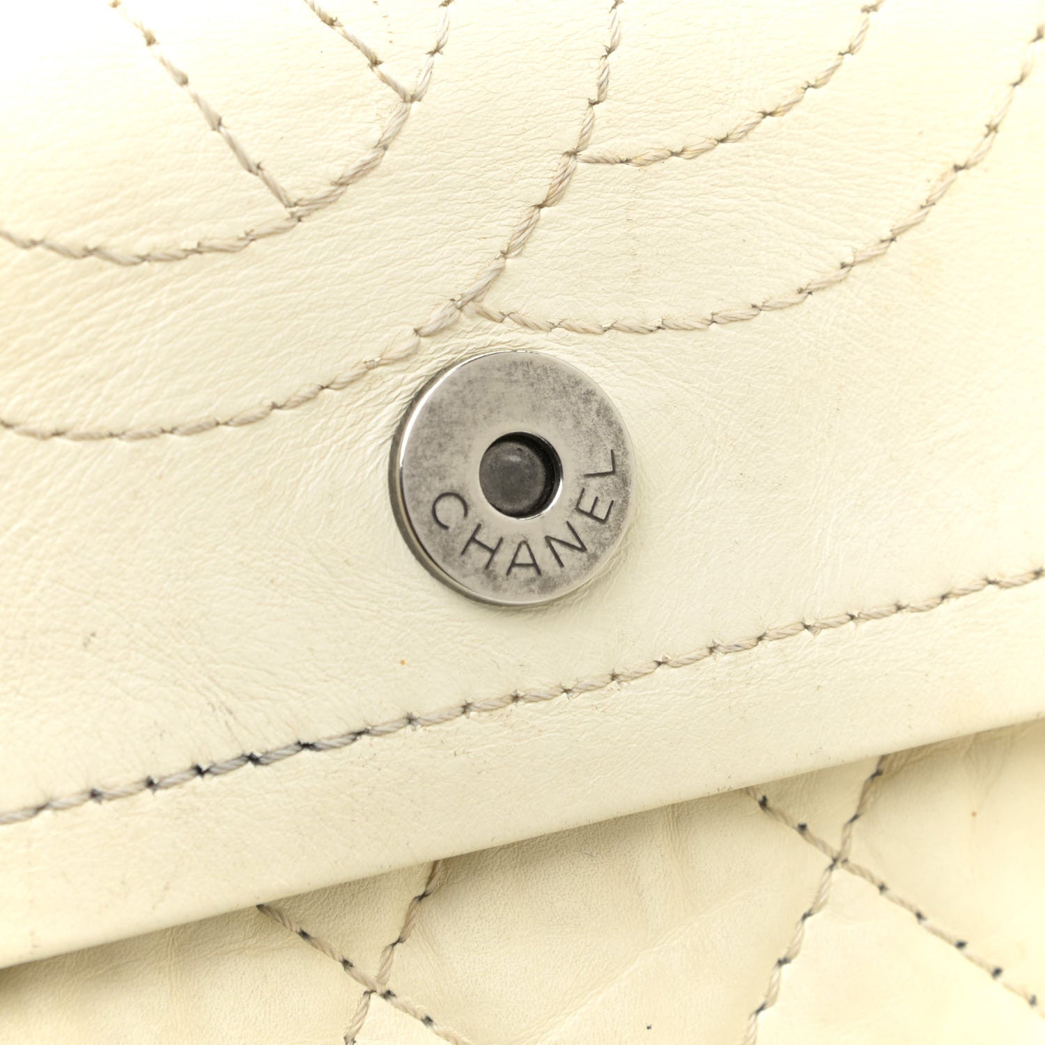 Chanel Aged Calfskin Quilted Reissue 2.55 Accordion Flap White 11 of 18