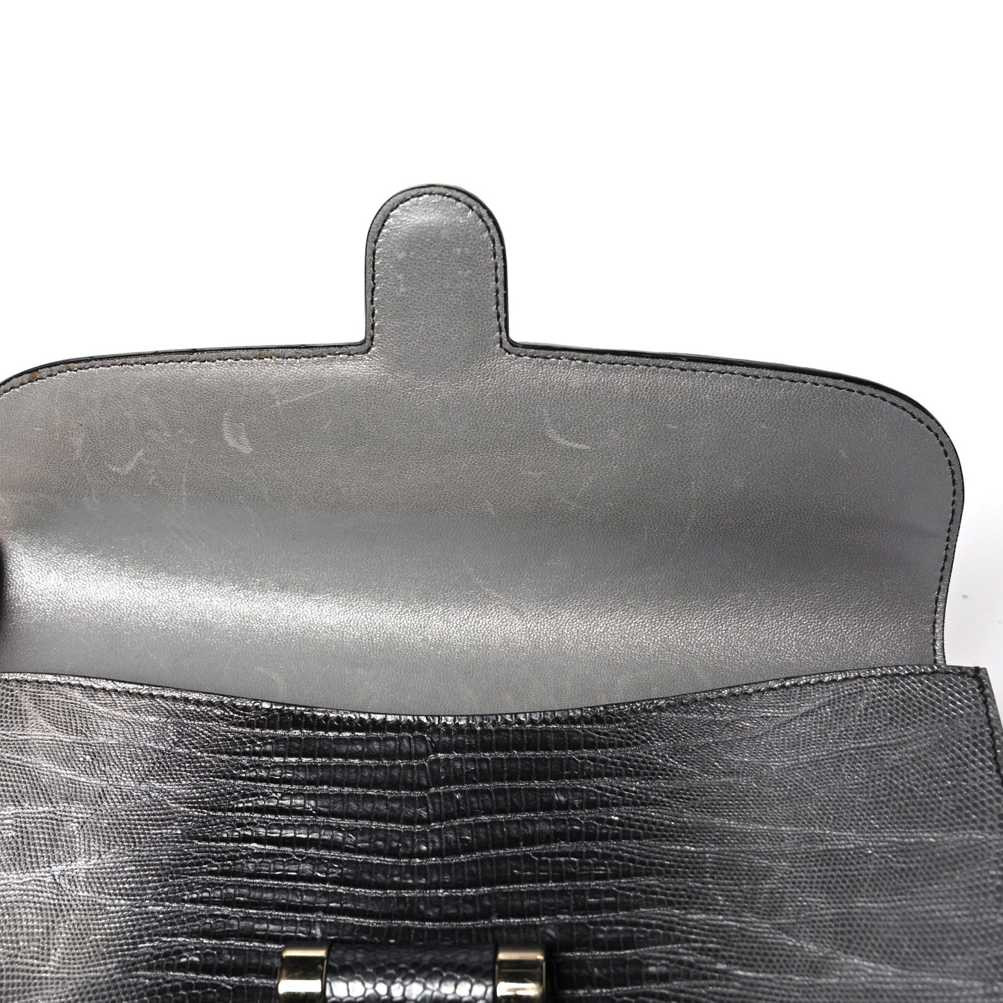 Ombre Lizard Muse Clutch Silver