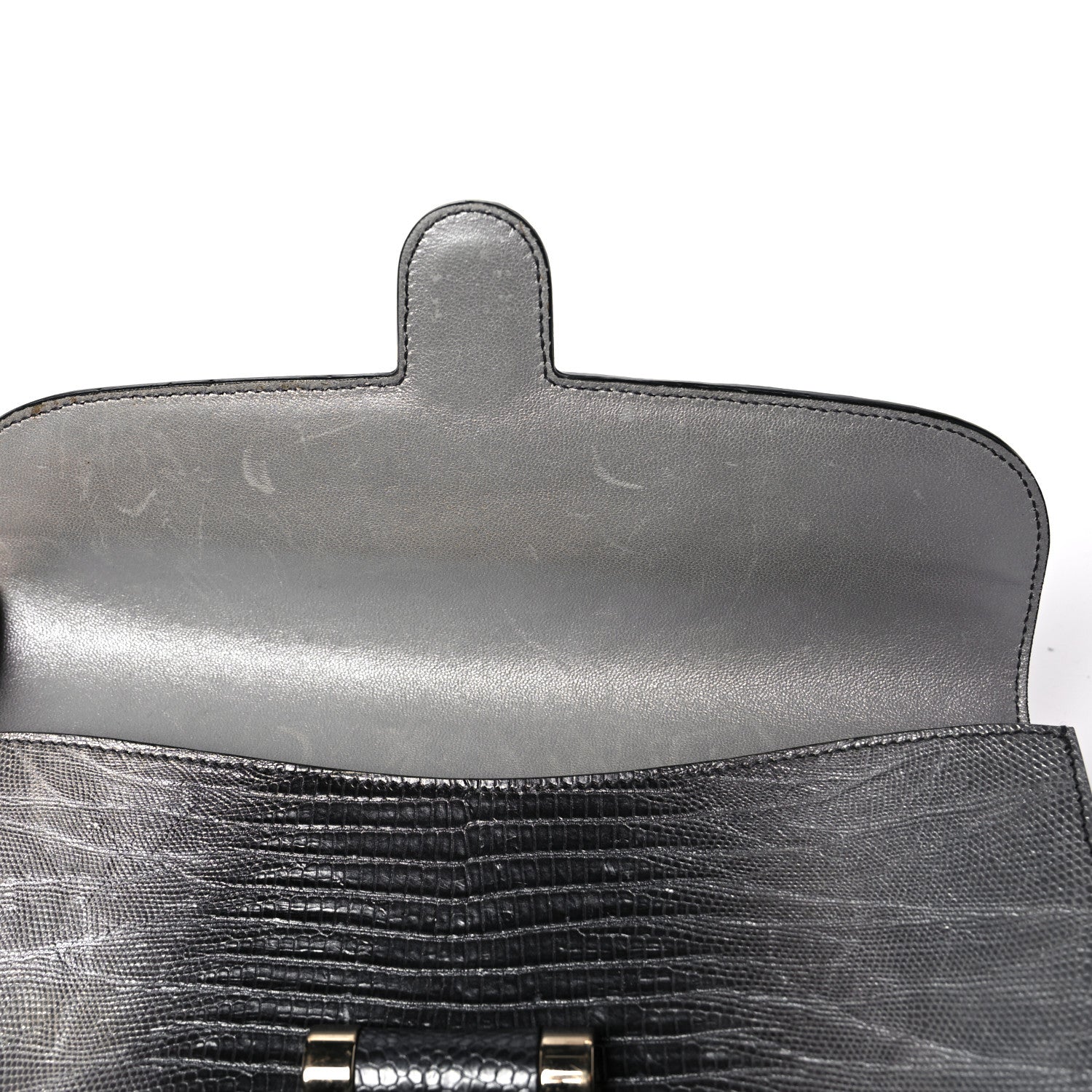 Saint Laurent Ombre Lizard Muse Clutch Silver 10 of 14