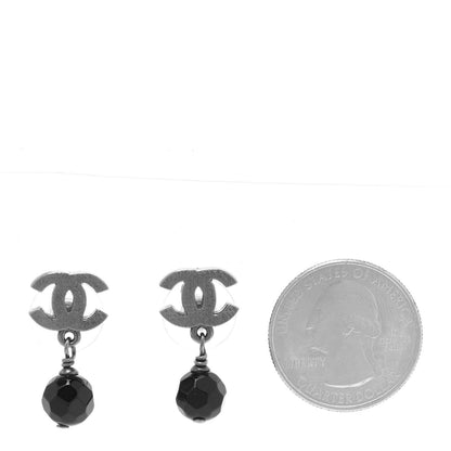 Chanel Beaded CC Drop Earrings Ruthenium Black 2 of 5