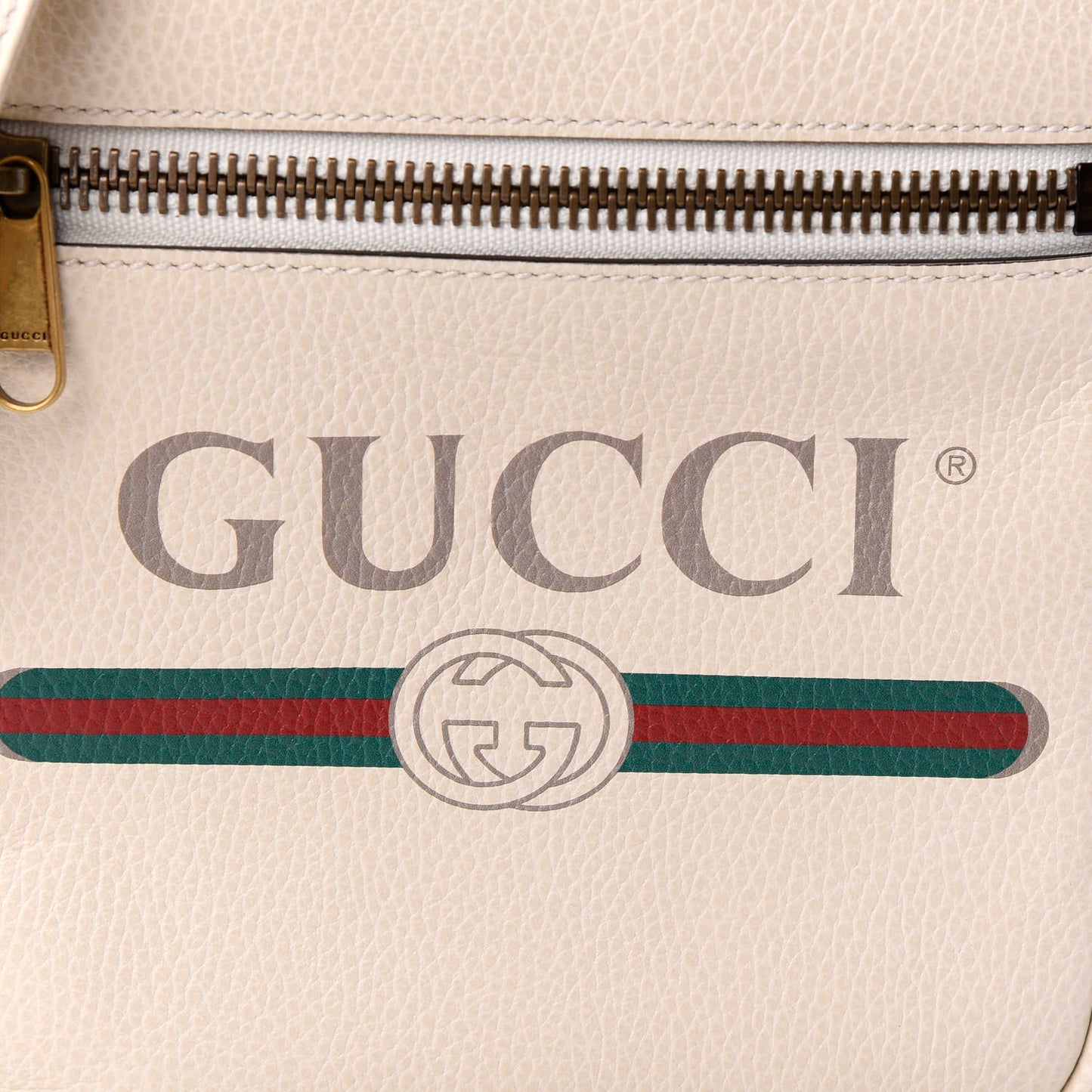 Grained Calfskin Logo Messenger Bag White