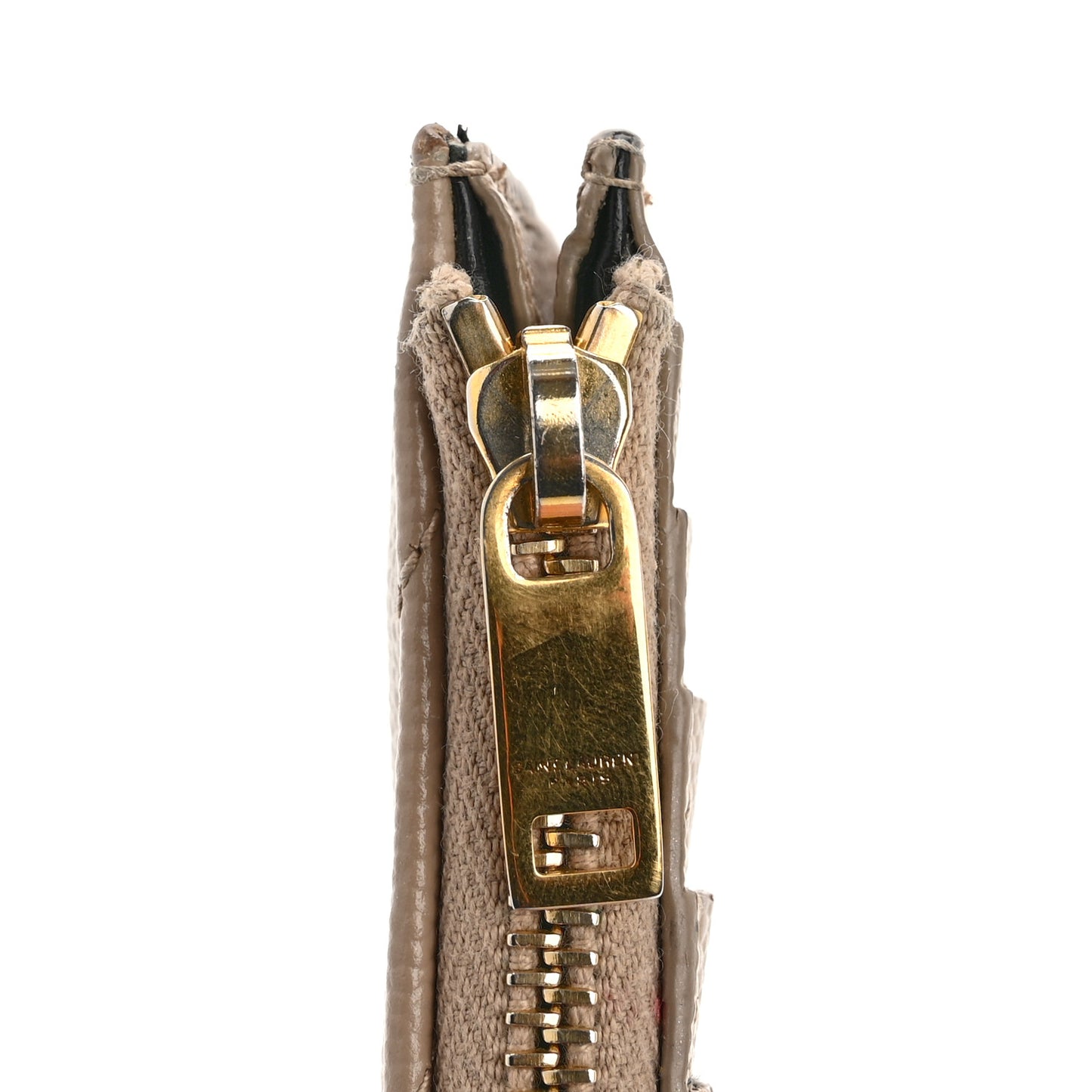 Grain De Poudre Matelasse Chevron Monogram Fragments Zippered Card Case Deep Beige