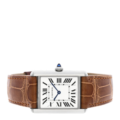 Cartier Stainless Steel Alligator 25mm Must de Cartier Tank Quartz Watch Brown 2 of 5